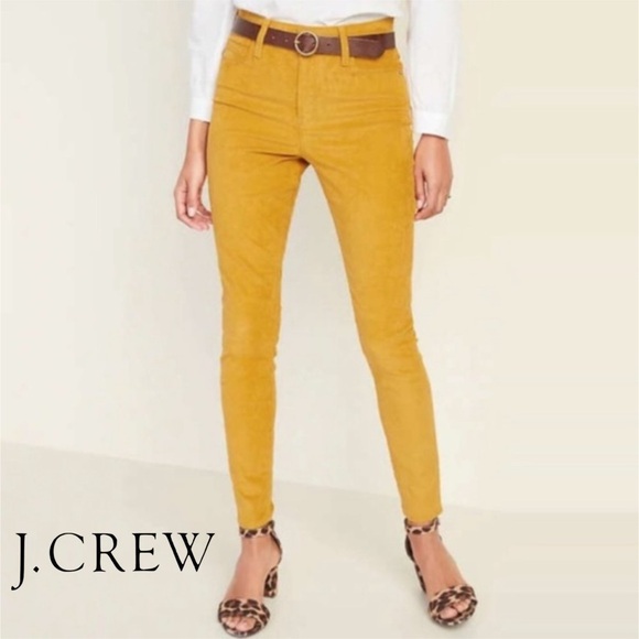 J. Crew Matchstick Mid Rise Skinny Yellow Mustard Corduroy Pants Stretch Size 25 - Picture 1 of 16